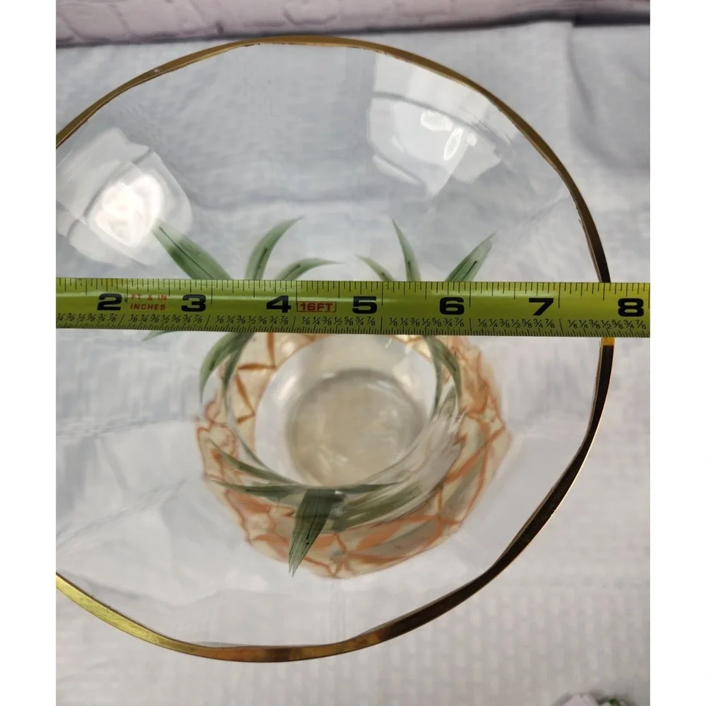 Vintage Large Romanian Handcrafted Hand Painted Crystal Pineapple Vase Decor 12